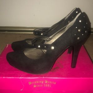 Black Suede Studded Heels